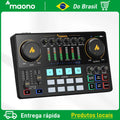 Controlador de mixer Maono AME2 local do Brasil, equipamento de streaming para DJ 11, placa de som para gravação de estúdio de som, estúdio de podcast portátil para gravação e streaming