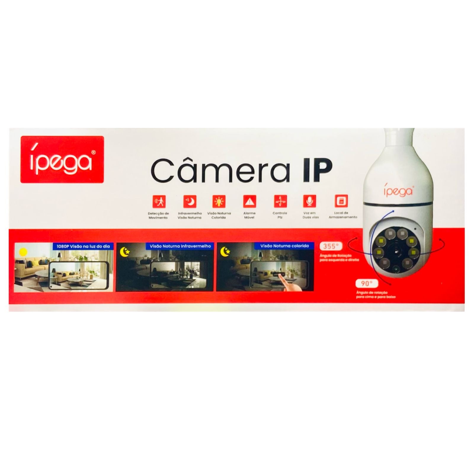 Câmera de Segurança Inteligente 360° - Visão Noturna e Wi-Fi